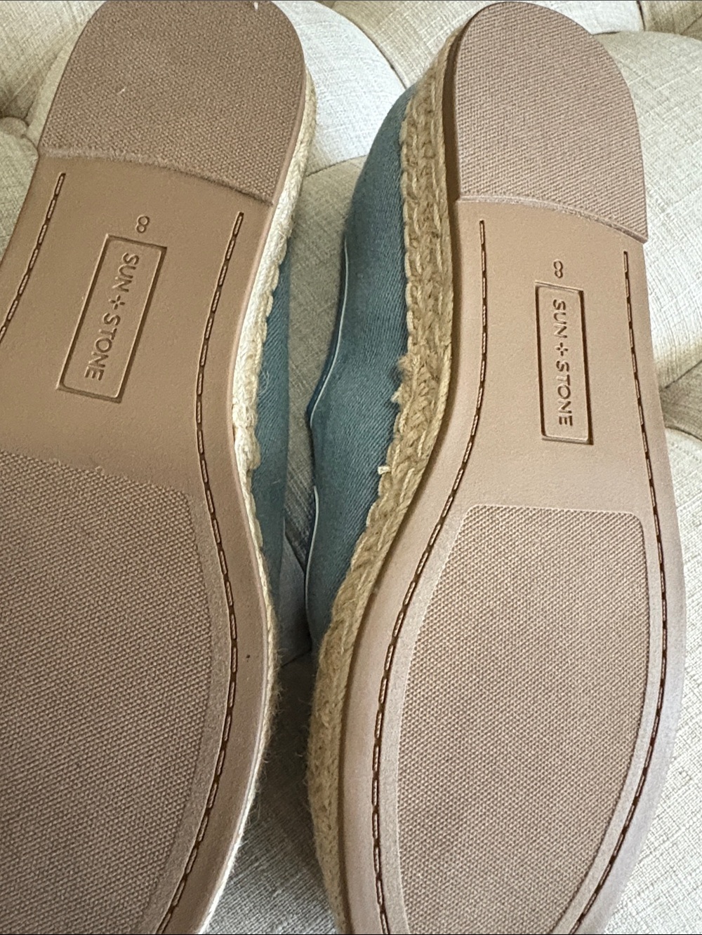 Sun + Stone Powder Blue Poppy Mary Jane Espadrille Flats NWOT - Picture 3 of 6